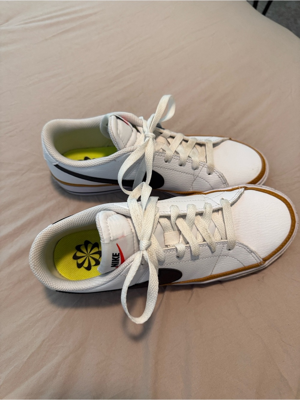 Nike White Black Gold Low-Top Athletic Sneakers